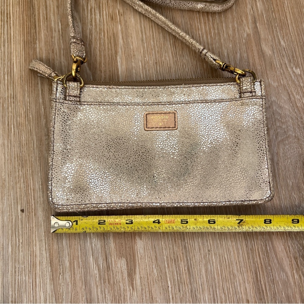 Fossil Metallic Leather Crossbody Wallet Clutch bag purse - Picture 5 of 14